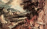 Diana Canvas Paintings - Landscape with Acteon and Diana